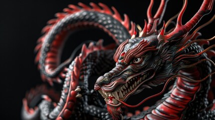 Fototapeta premium Detailed close up of a dragon statue, perfect for fantasy themes