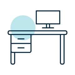 Office desk vector icon. Table sign