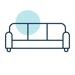 Soft sofa vector icon. Furniture sign