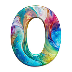 Fluid Art Liquid Letter O - Vibrant Abstract Design cut out isolated PNG transparent