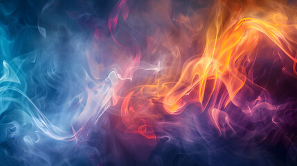 Fototapeta premium A colorful smokey background with a red and orange flame