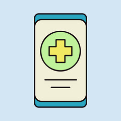 Smartphone with medical cross vector icon
