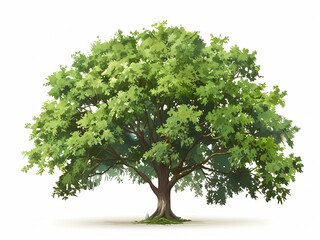 The banyan tree is isolated against a white background 