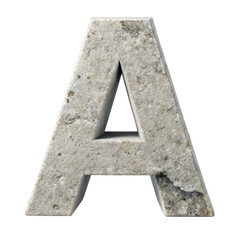 3D Stone Letter A cut out isolated PNG transparent