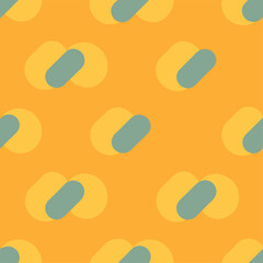 Seamless blue and yellow circles pattern on yellow background