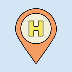 Hospital or heliport pointer vector icon