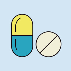 Tablets and pill vector icon. Medical sign