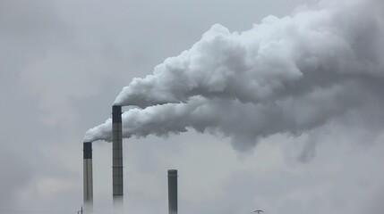 Air pollution by smoke coming out of factory chimneys, environmentally threatening smoke from chimneys