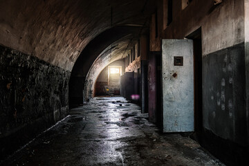 Old dark creepy abandoned prison castle
