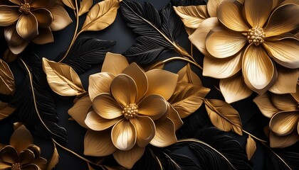 luxurious black and gold floral pattern for sophisticated design background