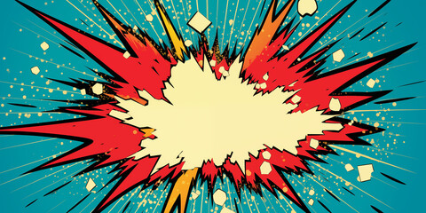 Obraz premium Explosive illustration in retro comics style with copy space