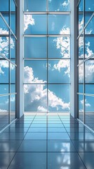 Open Door Revealing Cloud-Filled Sky