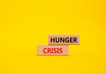 Hunger Crisis symbol. Wooden blocks with words Hunger Crisis. Beautiful yellow background. Business and Hunger Crisis concept. Copy space.