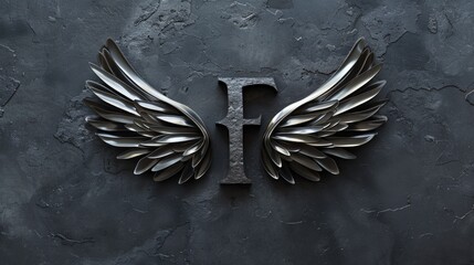 Metal letter with wings, suitable for various design projects