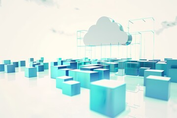digital illustration of cloud technology with data flow, symbolizing cloud computing, online storage, and the connectivity of modern digital networks, Generative AI