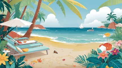 summer , beach, illustration, background, design, 