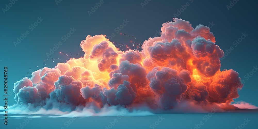 Aufkleber Vibrant and colorful explosion of clouds with glowing effects, creating an abstract and surreal scene that evokes imagination and fantasy, Generative AI