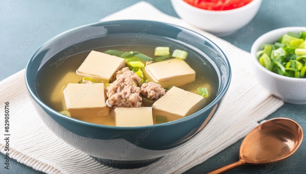 Wall mural clear soup with bean curd and minced pork