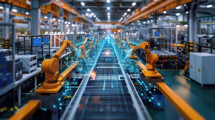 industrial IoT sensors embedded in machinery throughout a factory