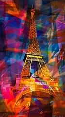 Creative colorful eiffel tower  mobile wallpaper  