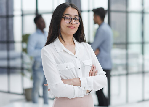 Young student or teacher looking at camera