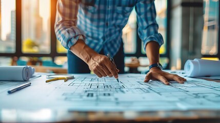 Obraz premium construction manager coordinating with architects and engineers on-site