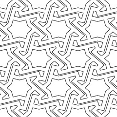 Stars, polygons ornament. Ethnic seamless pattern. Tiles motif. Geometrical backdrop. Star, polygonal shapes wallpaper. Geometric background. Embroidery digital paper. Abstract vector.