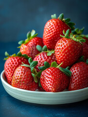 A bowl filled with fresh, ripe strawberries.