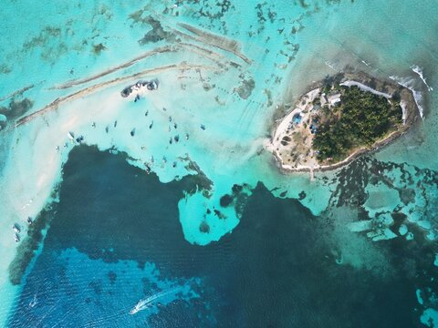 Johnny caye island seen from above. This little island is placed in san andres island archipelago. Colombia. Also considered natural park
