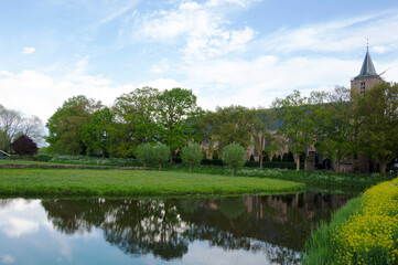 Typical canal landscape in Netherlands