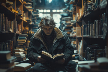 A writer exploring uncharted genres, pushing the boundaries of literary convention to create groundbreaking works. Concept of literary experimentation and innovation. Generative Ai.