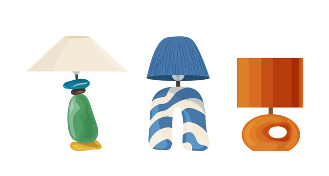 Table lamp with modern creative design for home room interior set isolated on white background