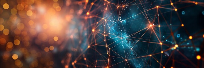 Abstract image showcasing a digital network with connections and illuminated points, symbolizing connectivity and data