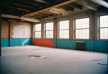 Obraz premium An empty loft livingroom penthouse NY,Madrid,London for Augmented reality mockup pattern frame