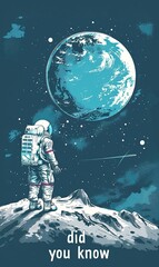 An astronaut gazes at Earth from the moon's surface with the text "did you know"