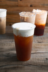 A view of a mango black tea drink.