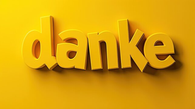 The word "danke" in bold 3D lettering on a yellow background