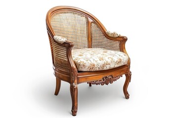 Cane chair with cushion isolated for easy editing.