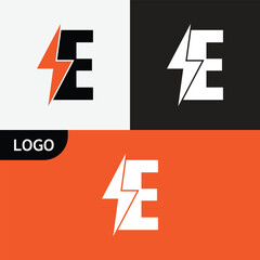 Electric logo design template, letter E symbol logo design,  Power Energy Logo Design.