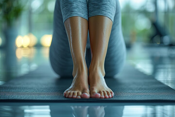 A person practicing pilates, emphasizing core strength. Concept of balanced fitness routines....