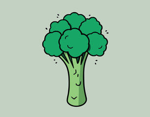 Happy Cartoon Broccoli Illustration