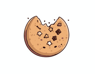 Cute Cartoon Cookie with Chocolate Chips