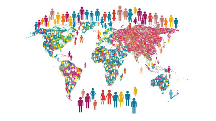Importance of Understanding World Population,
People global connection, earth population on world map vector concept
