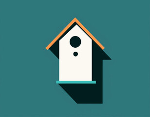 Birdhouse Flat Design Springtime Icon stock illustration