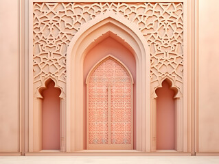 Obraz premium Islamic background with crescent and lantern, Ramadan and Eid Background, Islamic traditional ornamental photo and background, Muslim holiday Design