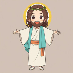esus Christ kawaii cartoon character vector illustration