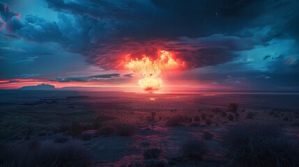 Fototapeta premium Menacing mushroom cloud rises over 