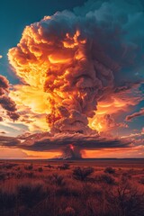 Matrix-inspired code a fiery cyber sunrise backdrop 