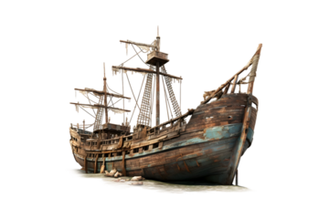 Abondened Shipwreck (PNG) isolated on transparent background