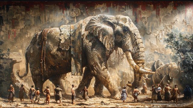 the famous story of the elephant ans six blind ment. each blind man touches a different part of the elephant's body,generative ai
